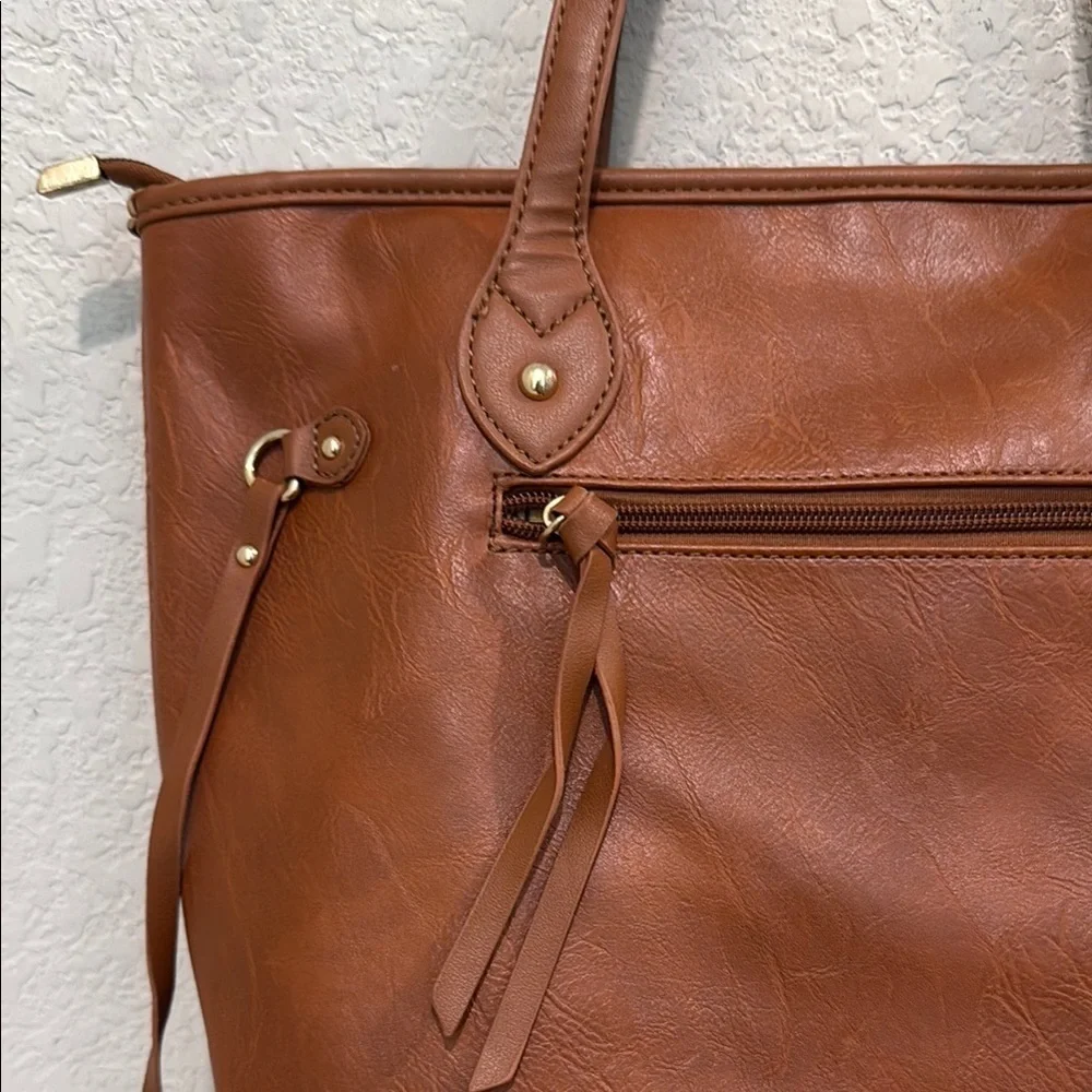 Elegant Brown Leather Tote Bag by Montana West
